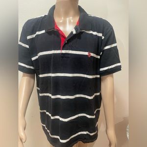 U.S. Polo ASSN 2XL Black and red striped polo shirt